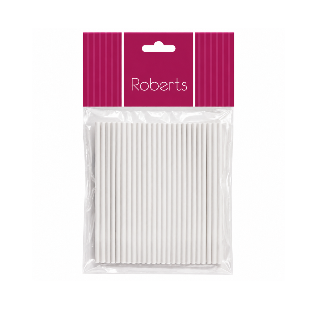 Lollipop Sticks 10cm White 50pk
