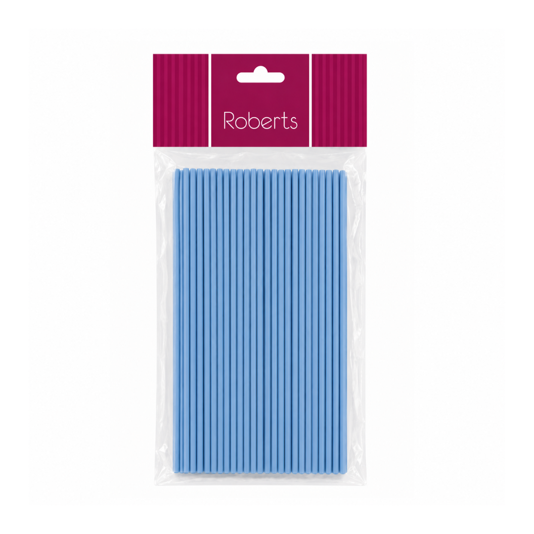 Lollipop Sticks 15cm Baby Blue 25pk