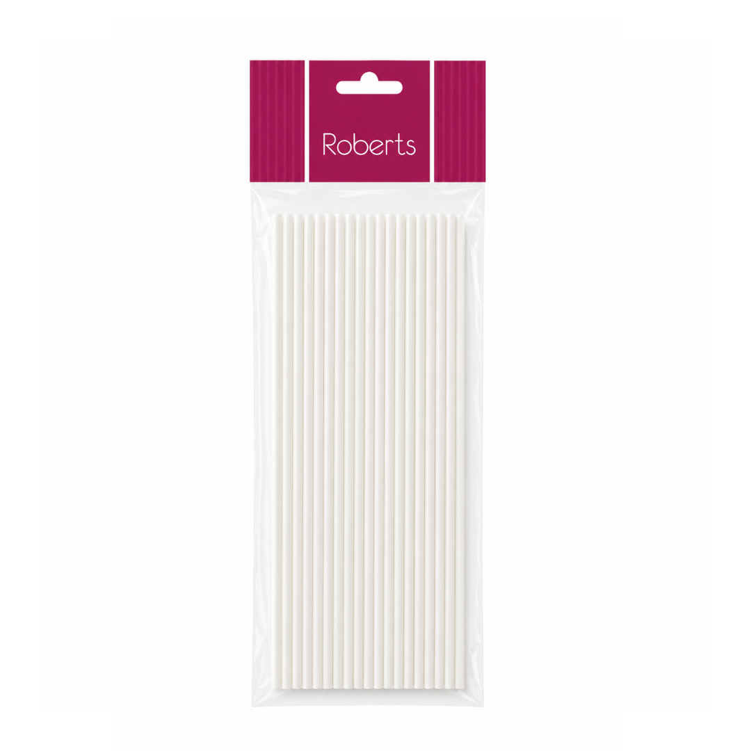 Lollipop Sticks 20cm White 25pce