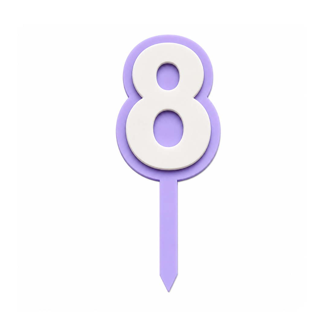8 Lavender+White Layered Acrylic Cake Topper