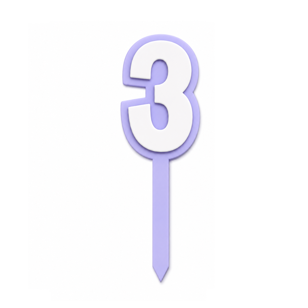 3 Lavender+White Layered Acrylic Cake Topper
