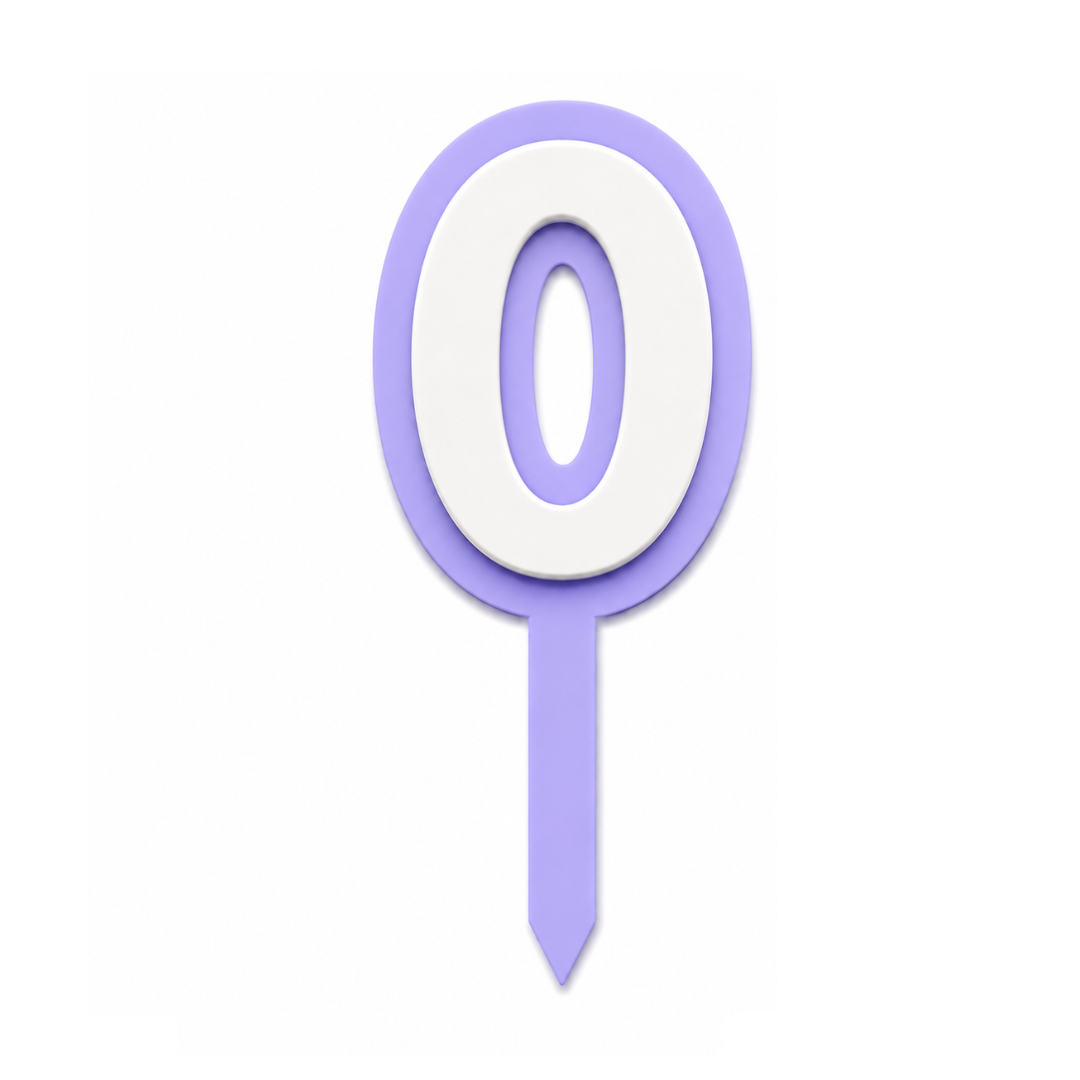 0 Lavender+White Layered Acrylic Cake Topper