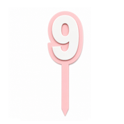 9 Pink+White Layered Acrylic Cake Topper