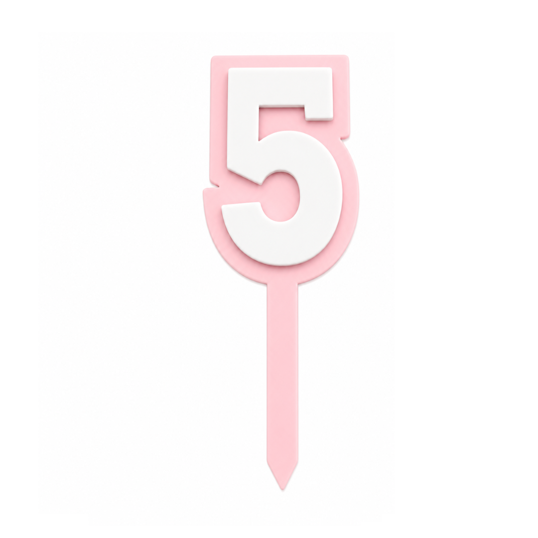 5 Pink+White Layered Acrylic Cake Topper