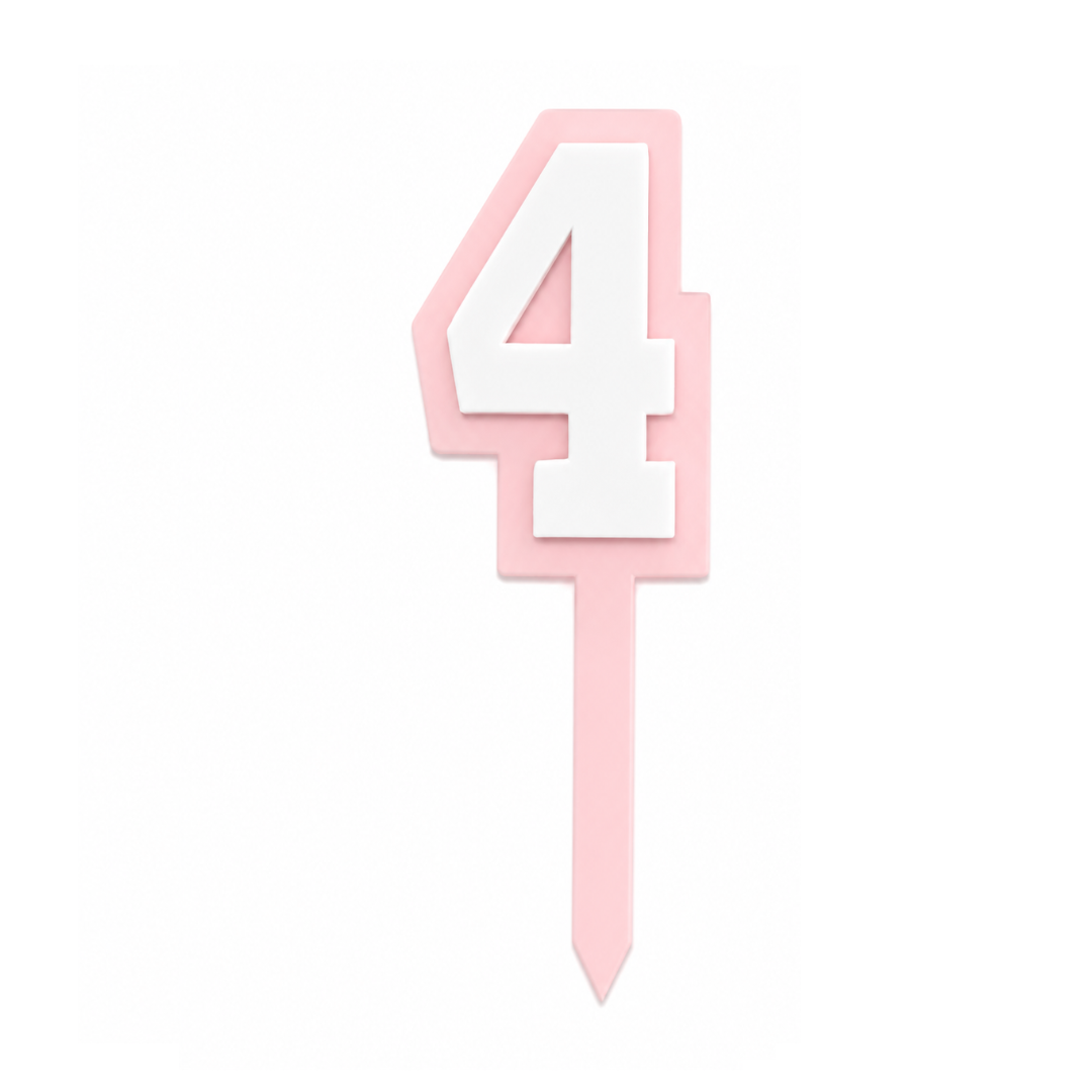 4 Pink+White Layered Acrylic Cake Topper