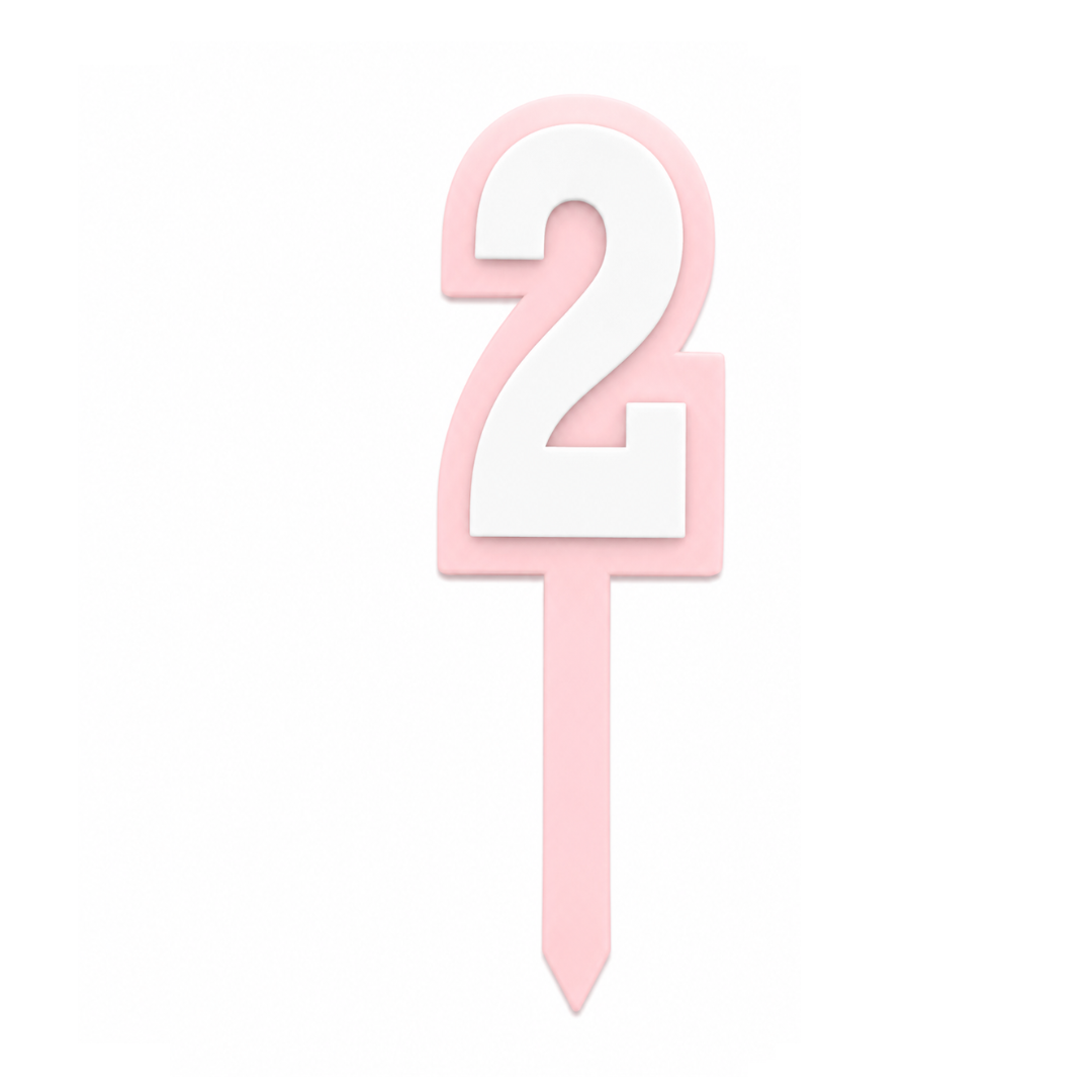 2 Pink+White Layered Acrylic Cake Topper