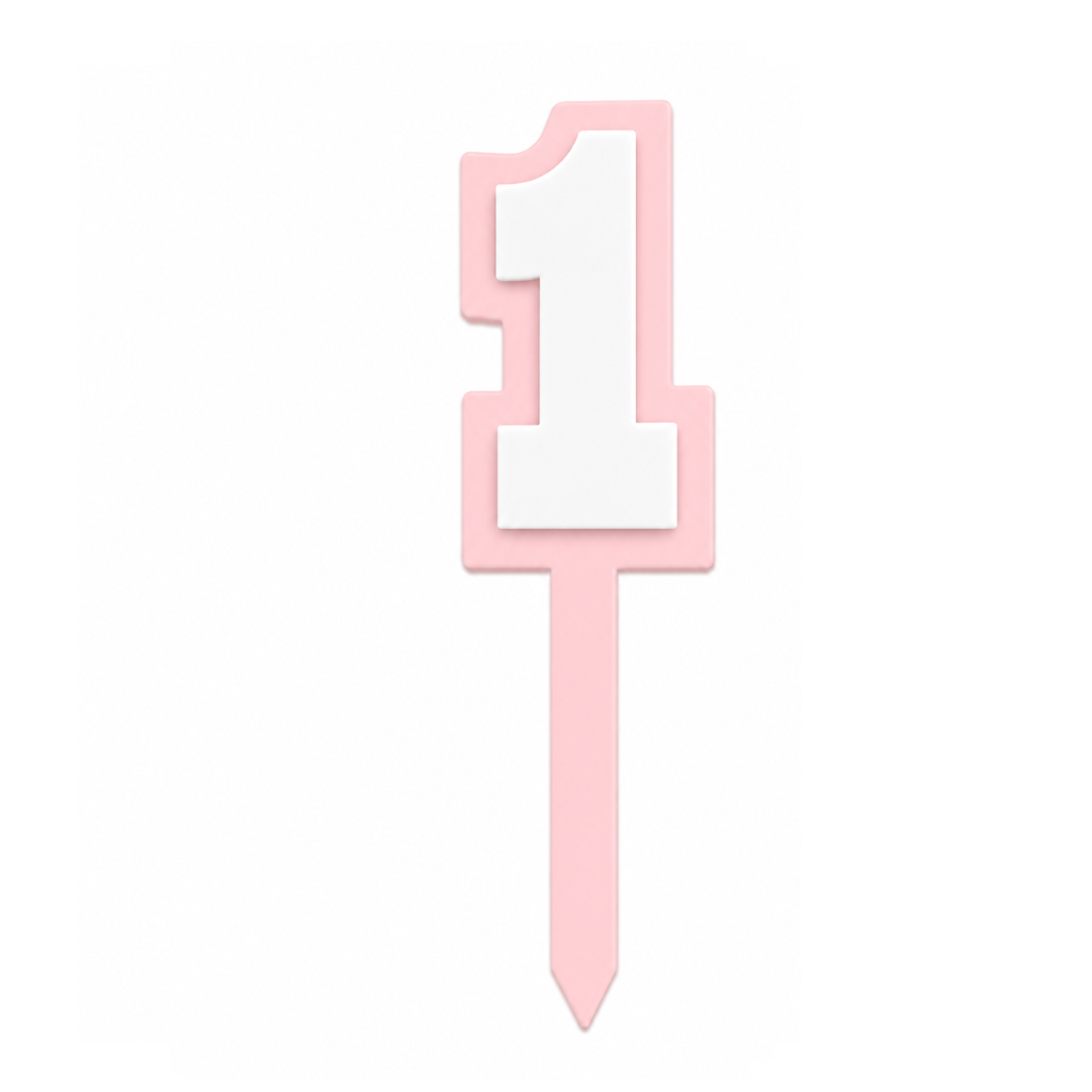 1 Pink+White Layered Acrylic Cake Topper