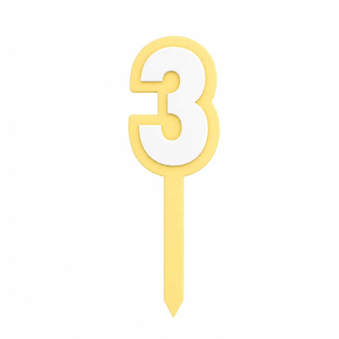 3 Lemon+White Layered Acrylic Cake Topper