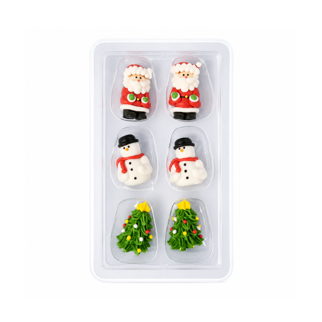 Sugar Decorations 3D Christmas 6 Piece