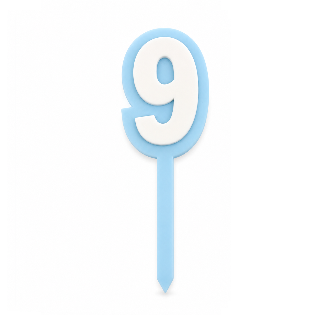 9 Blue+White Layered Acrylic Cake Topper