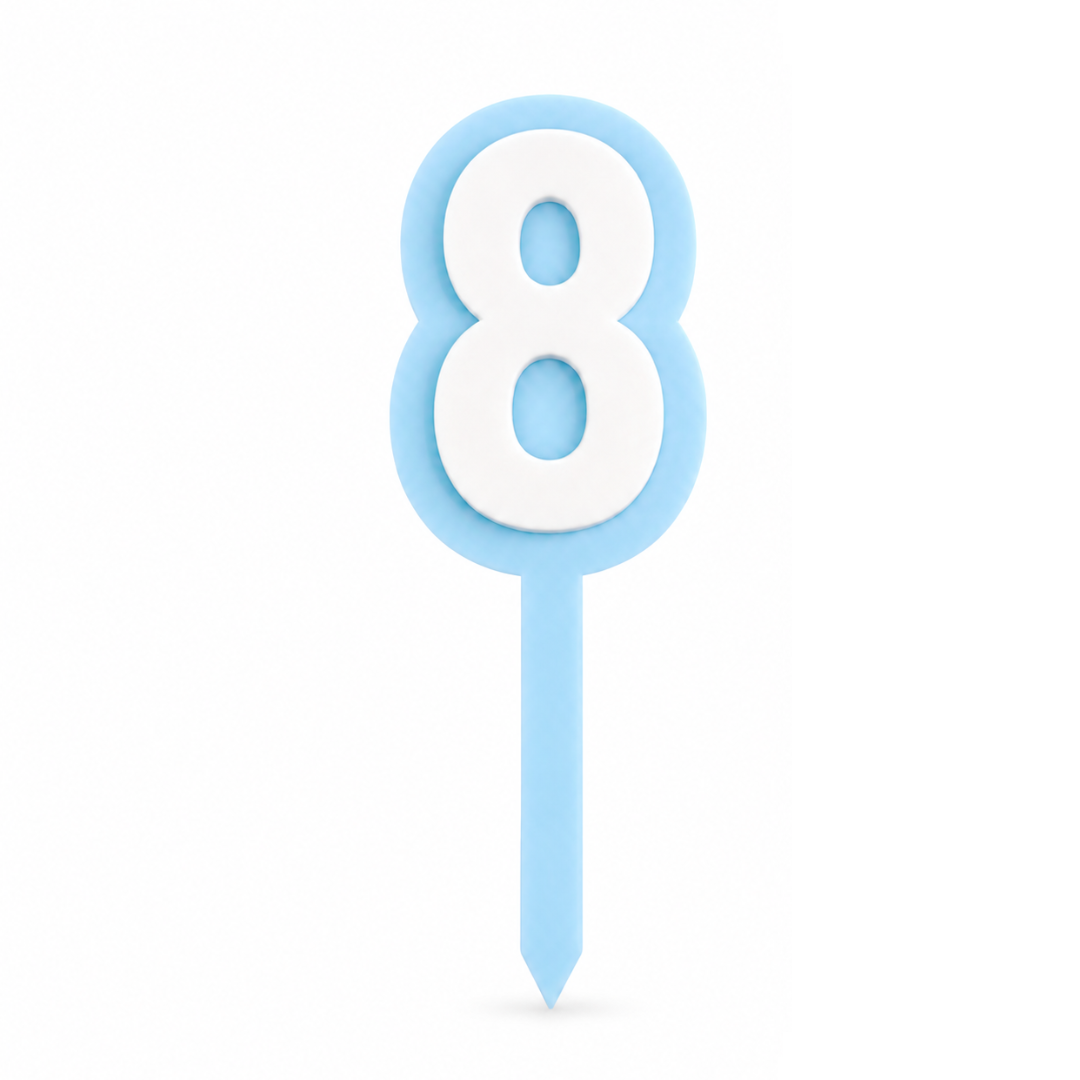 8 Blue+White Layered Acrylic Cake Topper