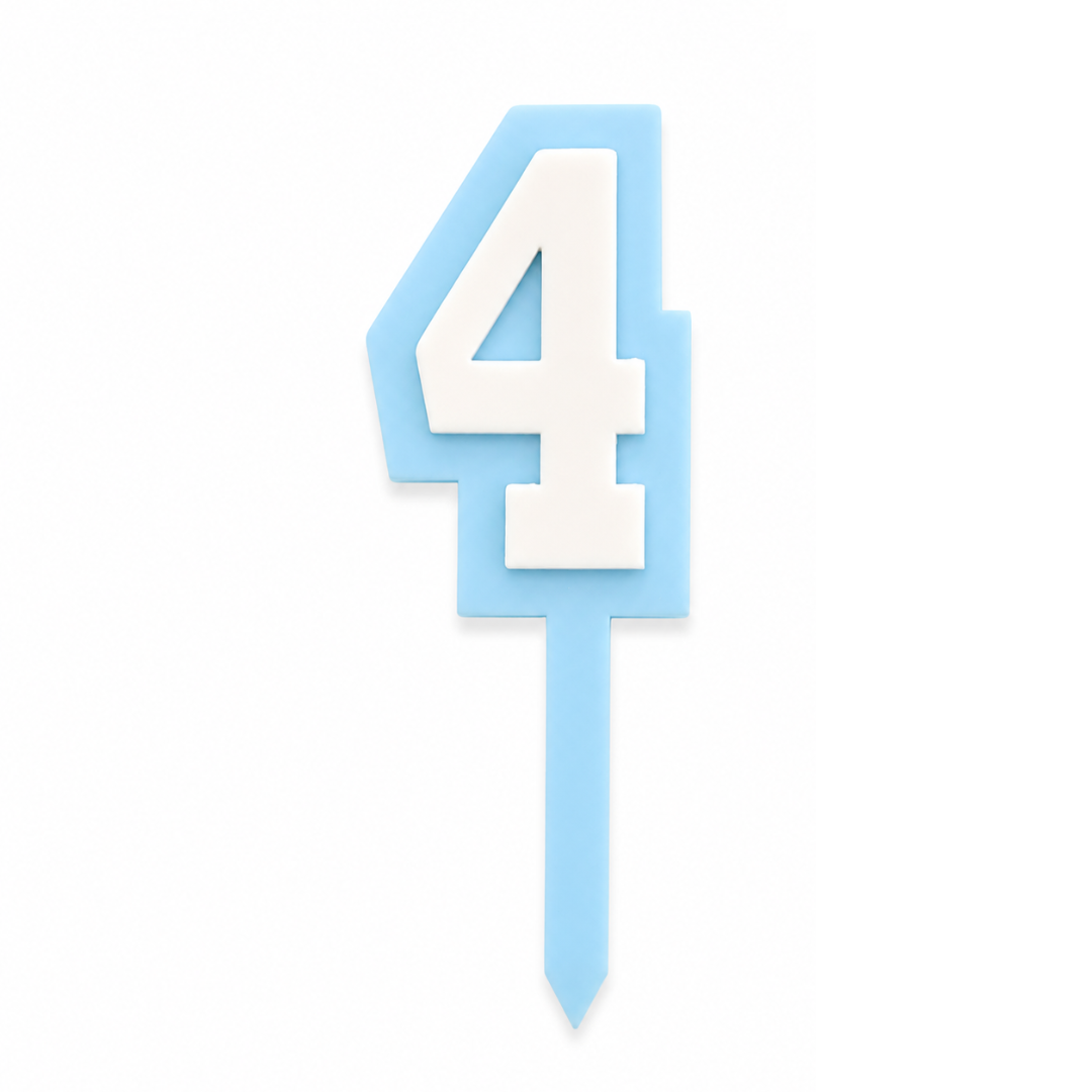 4 Blue+White Layered Acrylic Cake Topper