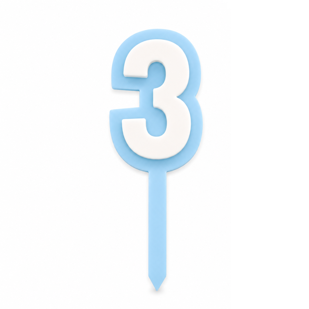 3 Blue+White Layered Acrylic Cake Topper