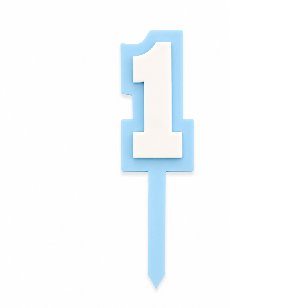 1 Blue+White Layered Acrylic Cake Topper