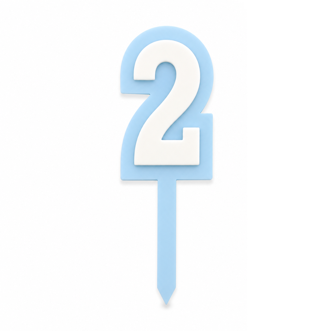 2 Blue+White Layered Acrylic Cake Topper