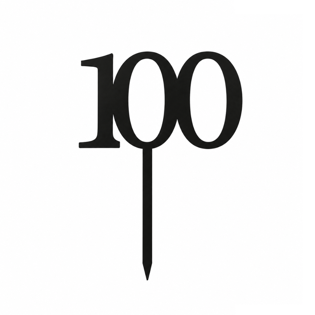 100 Black 10cm Acrylic Cake Topper