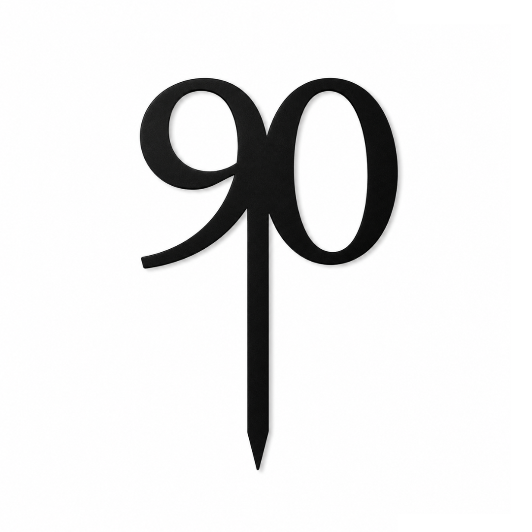 90 Black 10cm Acrylic Cake Topper