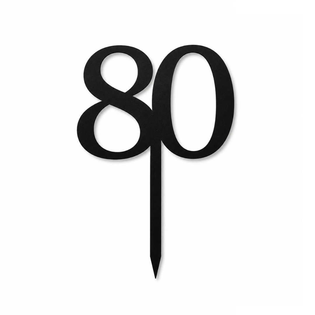 80 Black 10cm Acrylic Cake Topper