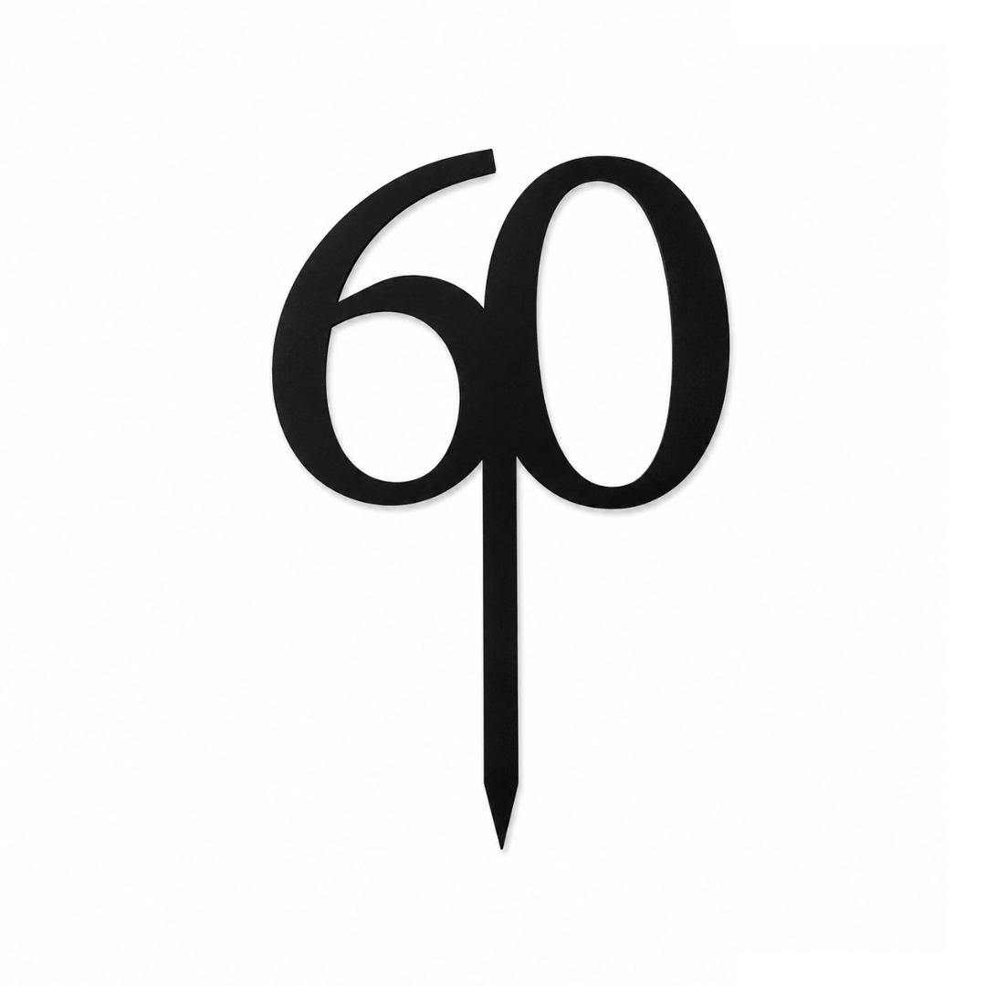 60 Black 10cm Acrylic Cake Topper