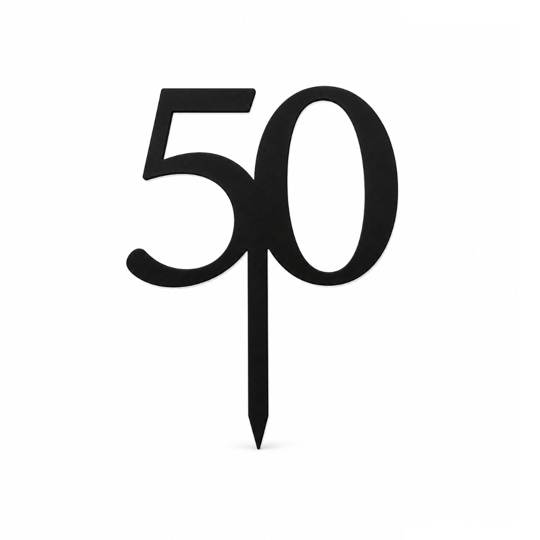 50 Black 10cm Acrylic Cake Topper