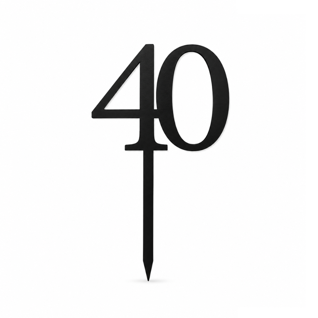 40 Black 10cm Acrylic Cake Topper