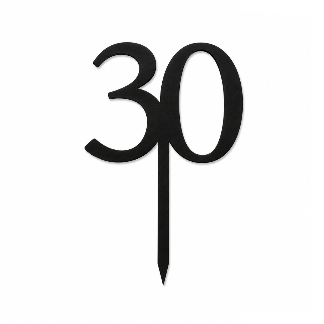 30 Black 10cm Acrylic Cake Topper