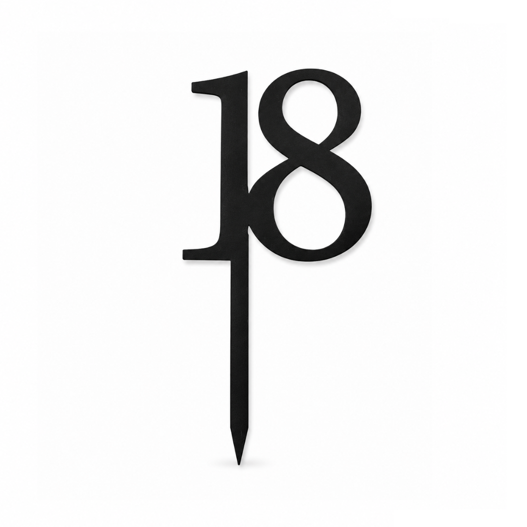 18 Black 10cm Acrylic Cake Topper
