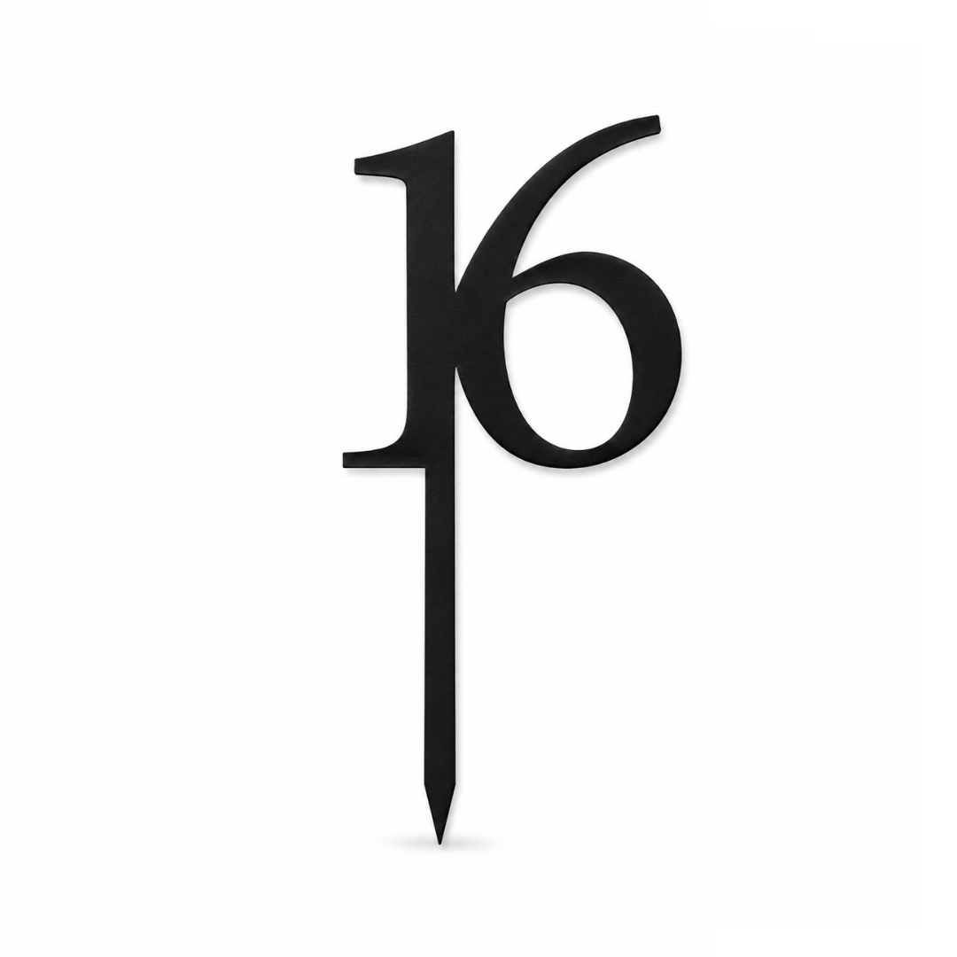 16 Black 10cm Acrylic Cake Topper