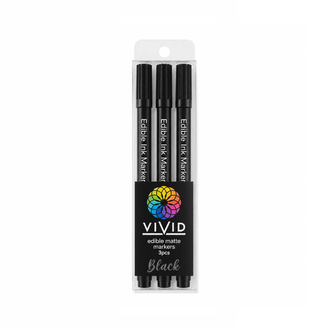 Vivid Matte Black Edible Markers 3 Pack