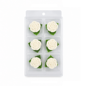 Sugar Decorations Tiny White Rose W Leaf 6 Piece
