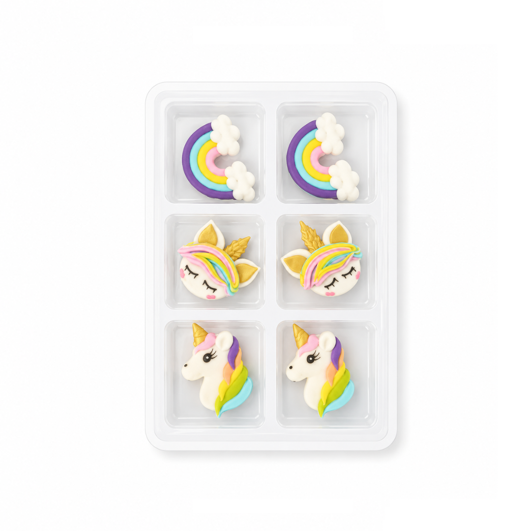 Sugar Decorations Pastel Unicorn & Rainbow 6 Piece