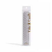 Silver Fine Spiral 20cm Candles 16 Pack
