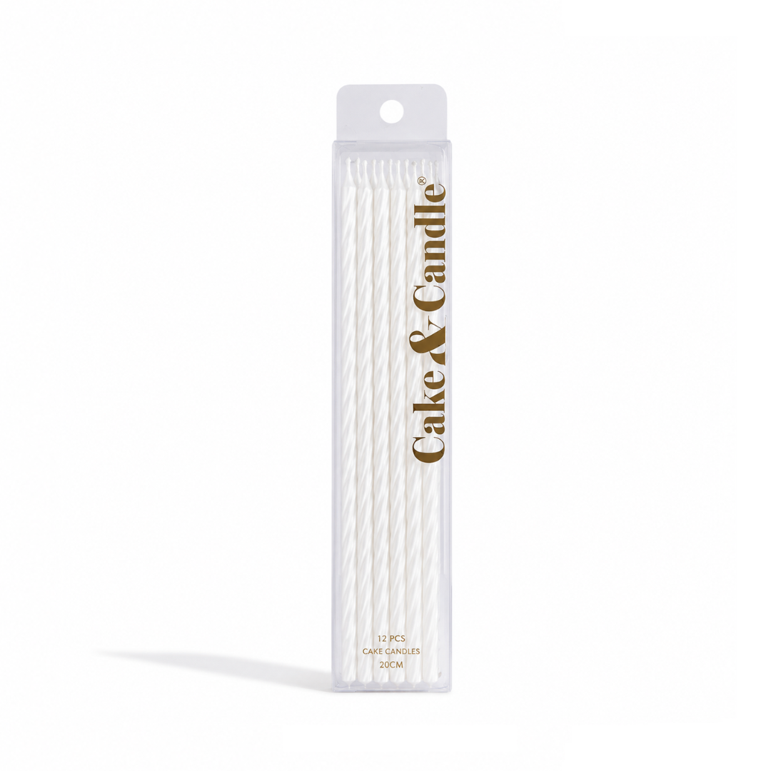 White Fine Spiral 20cm Candles 16 Pack