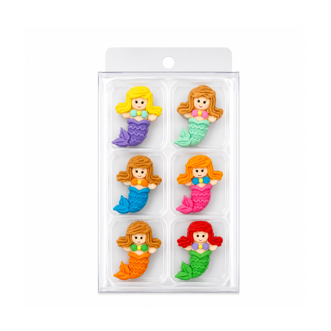 Sugar Decorations Mermaids 6 Piece