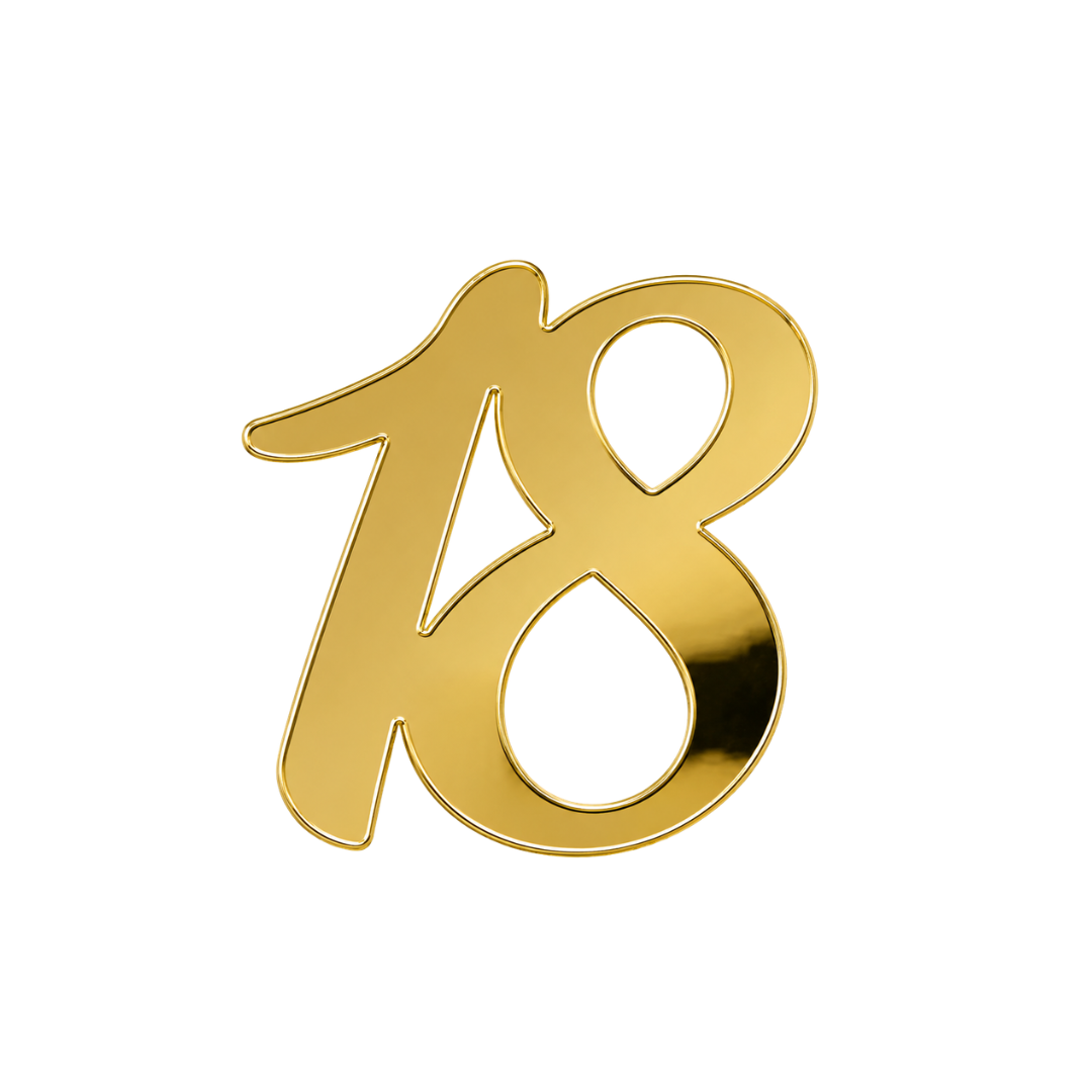 Number 18 Gold 7cm Acrylic Cake Fropper