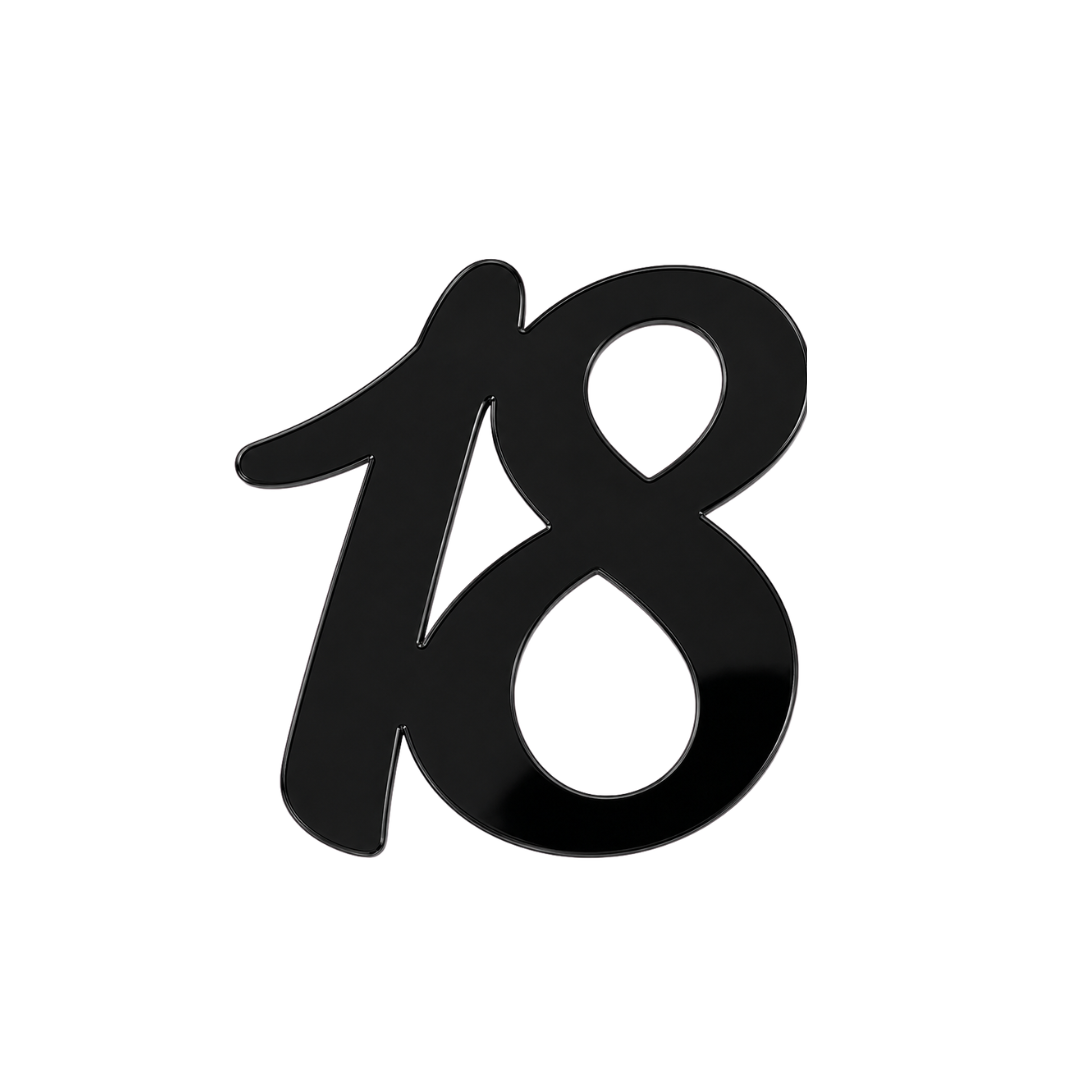 Number 18 Black 7cm Acrylic Cake Fropper