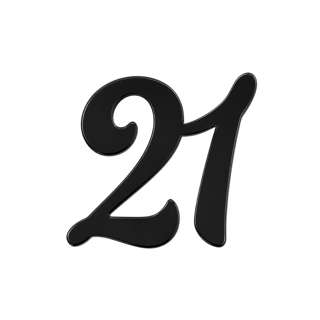 Number 21 Black 7cm Acrylic Cake Fropper