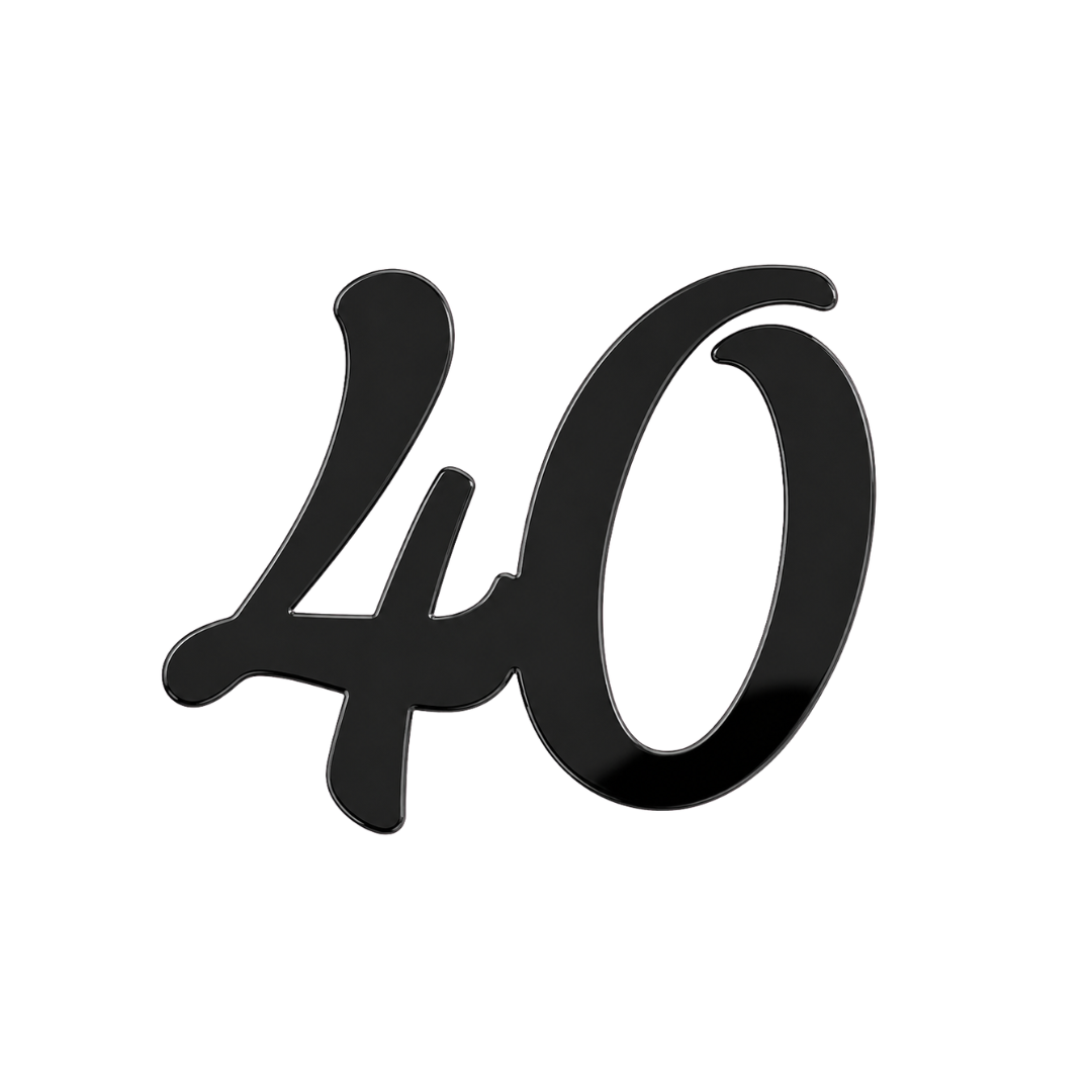 Number 40 Black 7cm Acrylic Cake Fropper