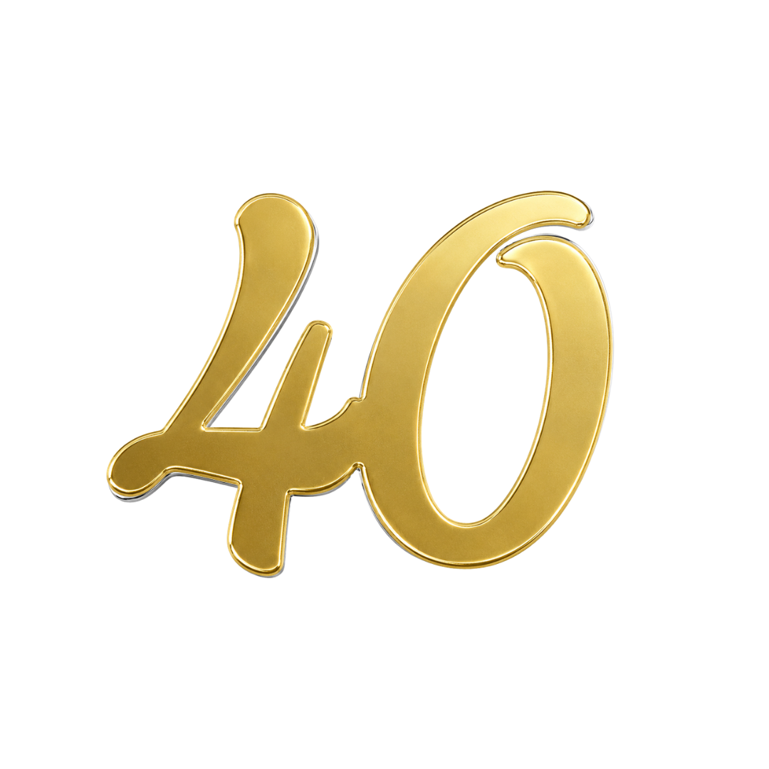 Number 40 Gold 7cm Acrylic Cake Fropper