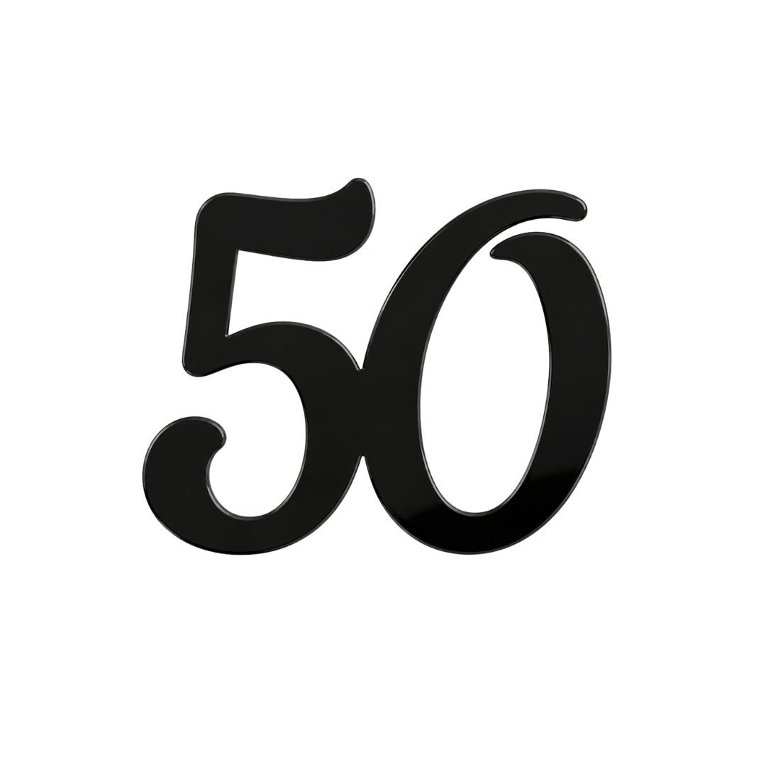 Number 50 Black 7cm Acrylic Cake Fropper