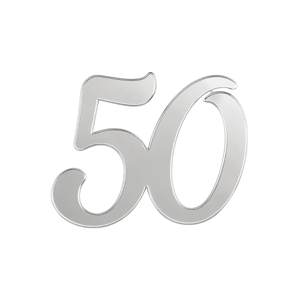 Number 50 Silver 7cm Acrylic Cake Fropper