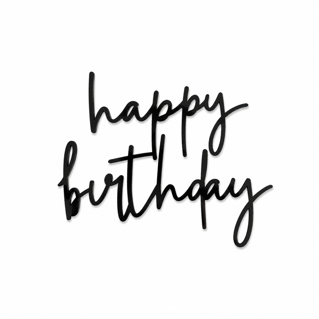happy birthday Black Acrylic Cake Fropper 2pce