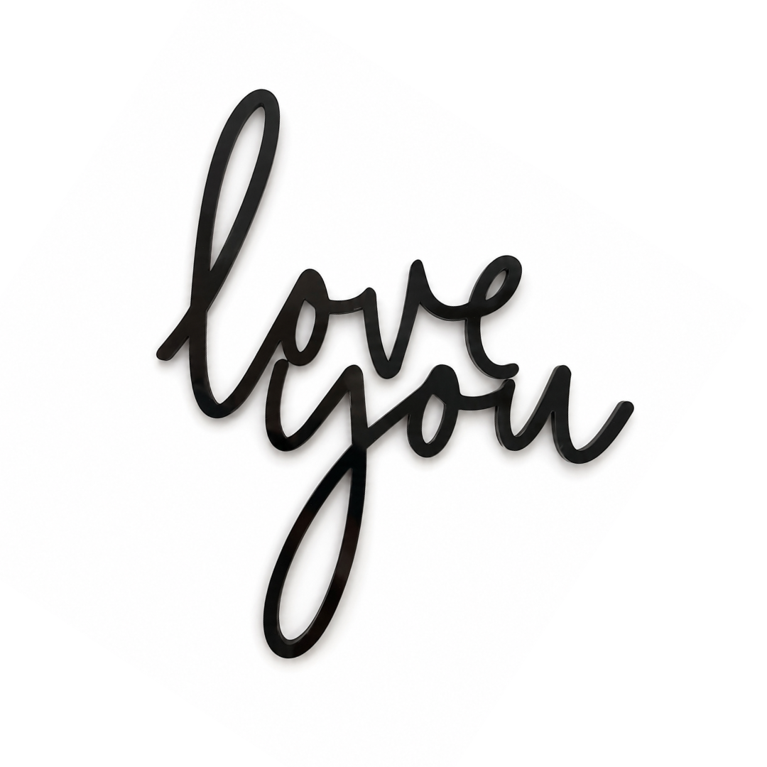 love you Black Acrylic Cake Fropper 2pce