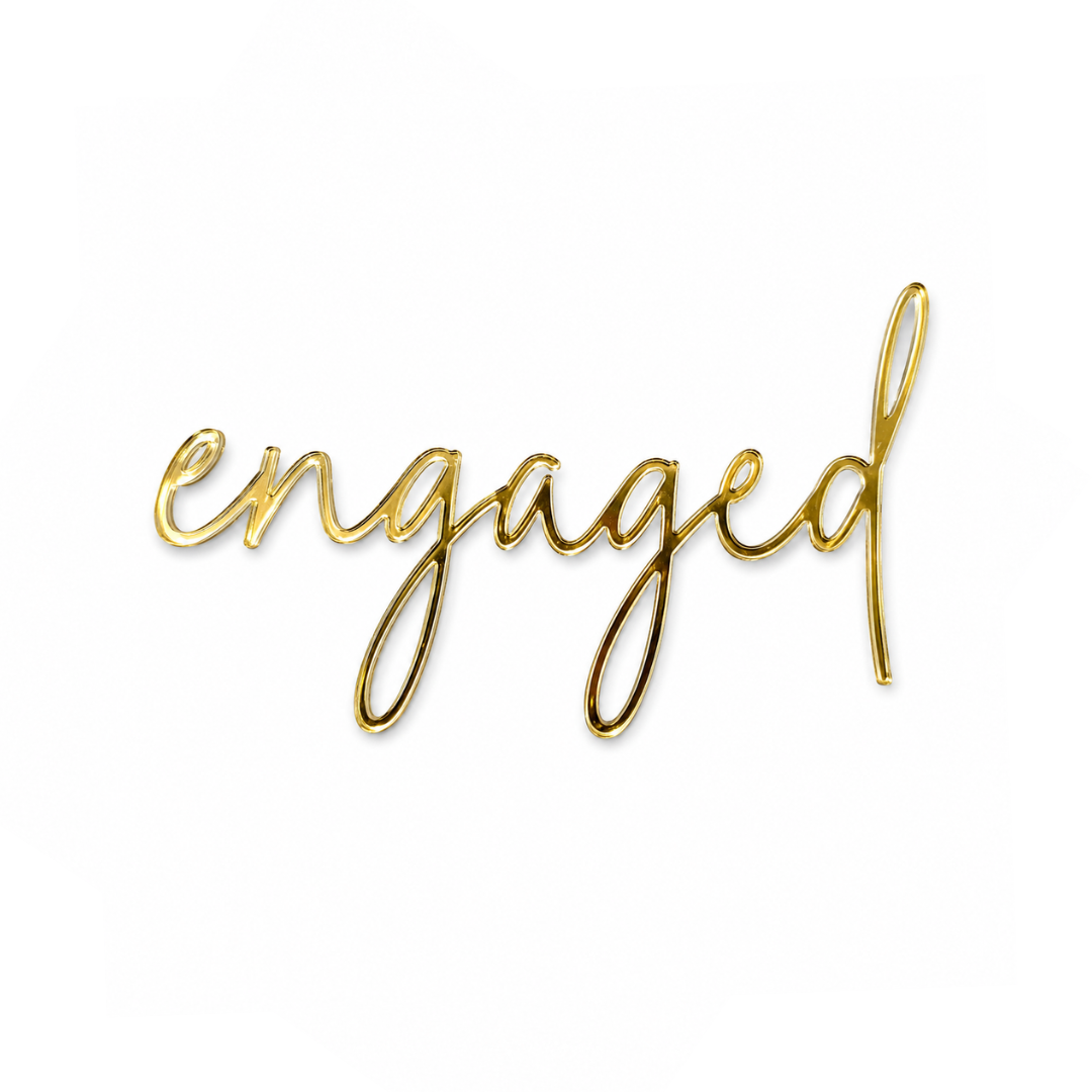 engaged Gold Acrylic Cake Fropper