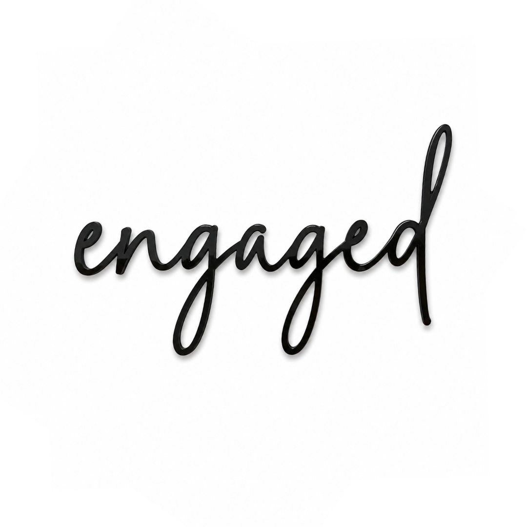 engaged Black Acrylic Cake Fropper