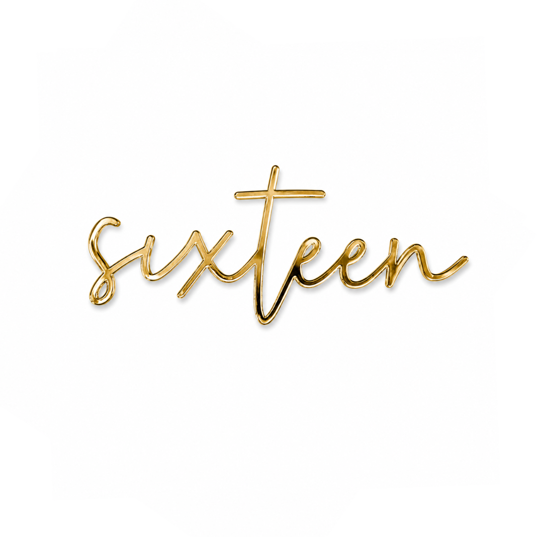sixteen Gold Acrylic Cake Fropper