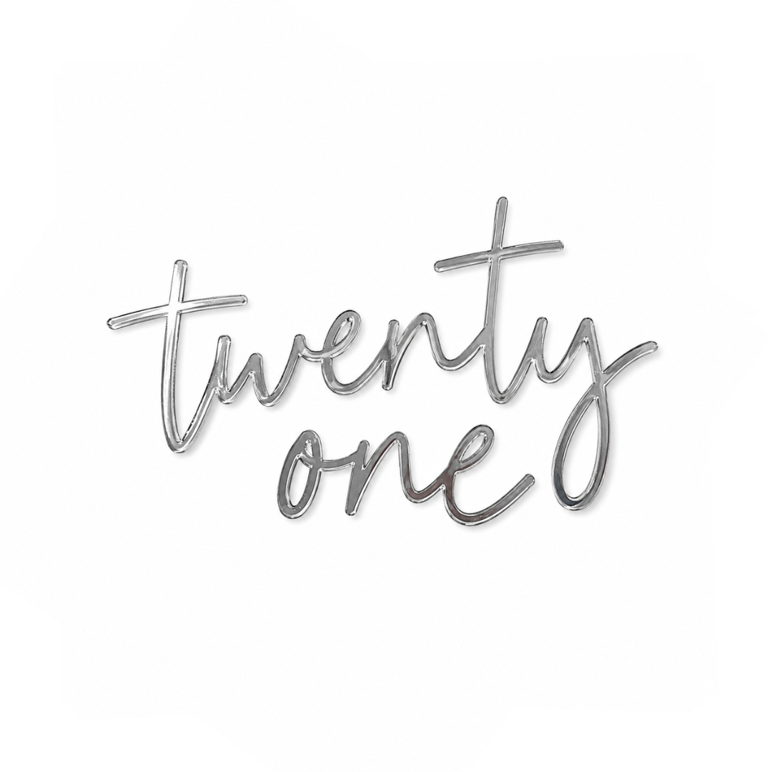 twenty one Silver Acrylic Cake Fropper