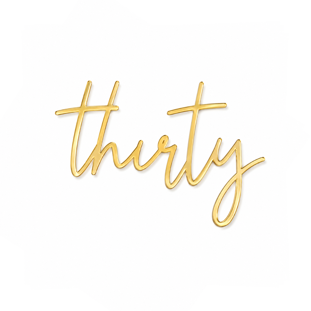 thirty Gold Acrylic Cake Fropper