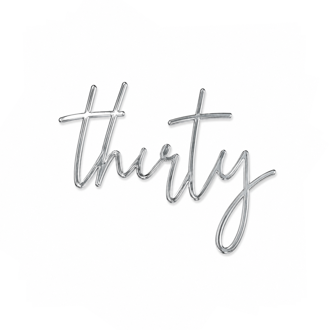 thirty Silver Acrylic Cake Fropper