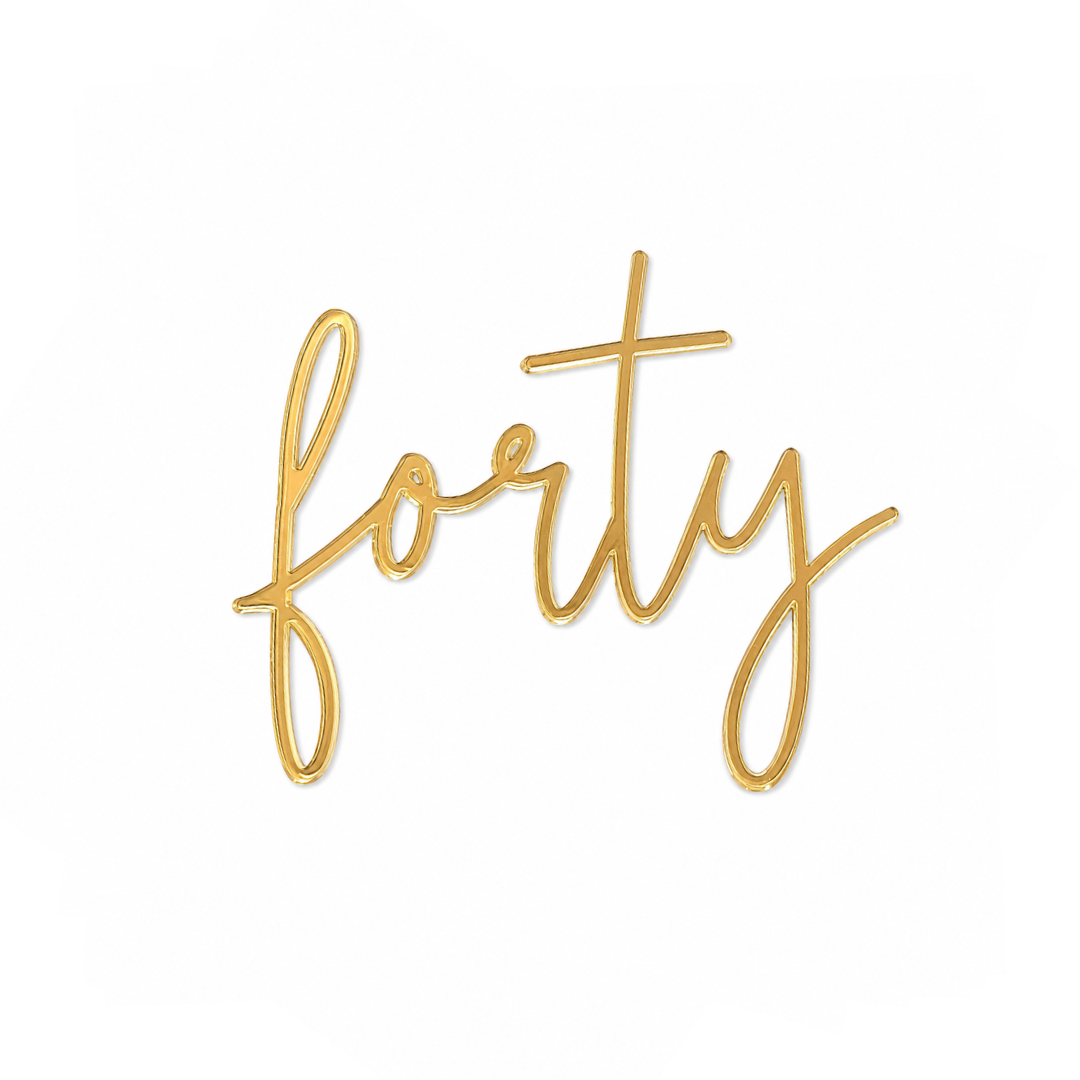 forty Gold Acrylic Cake Fropper